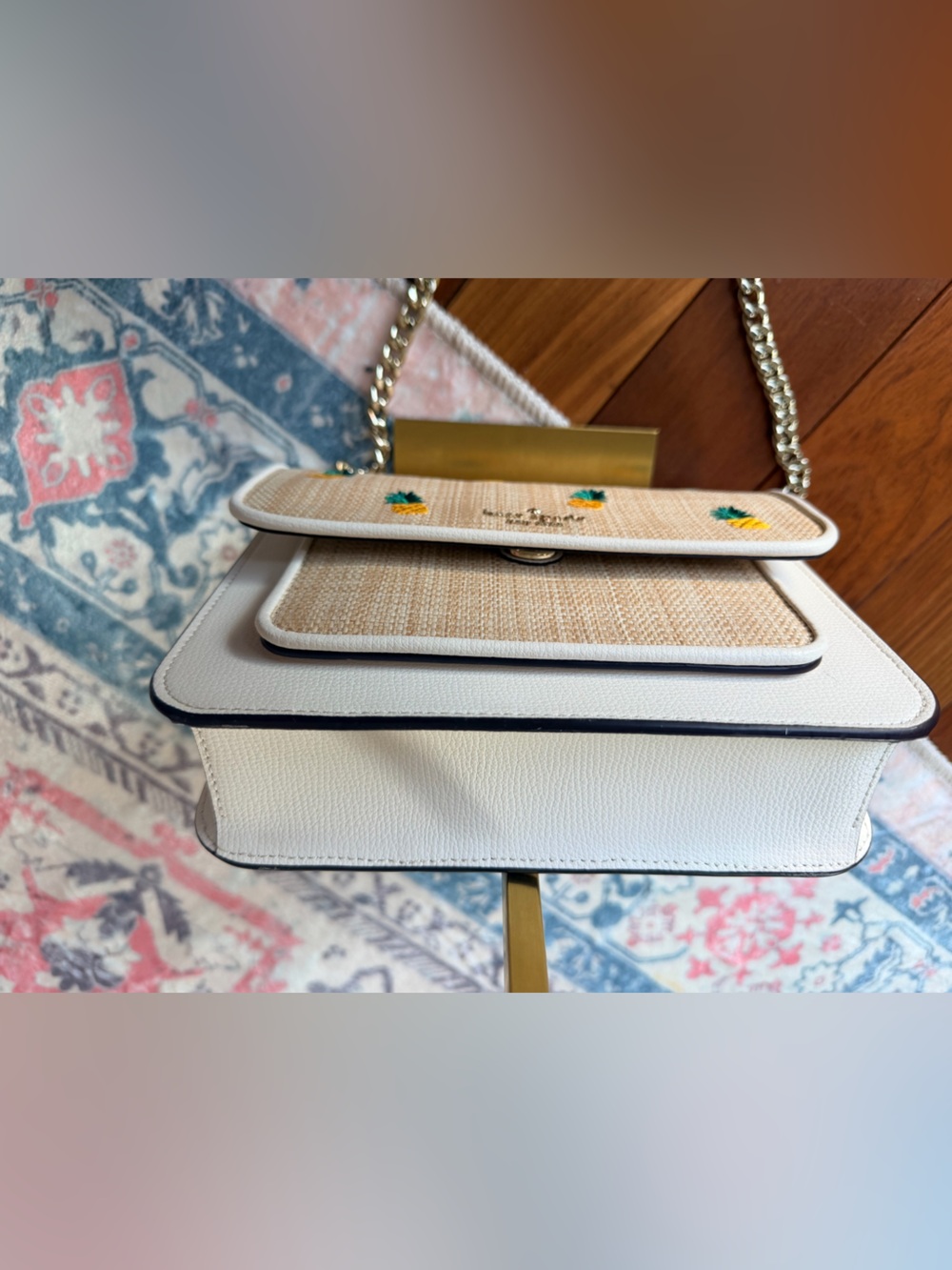 Kate Spade Remi Pineapple Flap Chain Crossbody in the color parchment multi NWOT - Picture 9 of 12